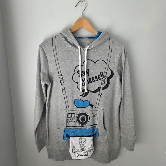 Disney Donald Duck Gray Hoodie Sz Small - Picture 2 of 13